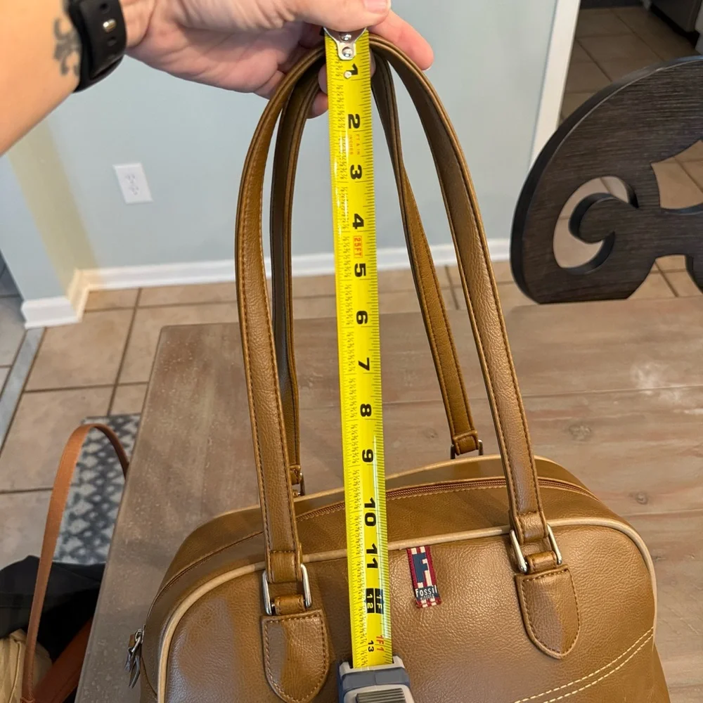 Vintage Fossil Y2K yellow /Brown shoulder strap bag Leather - Picture 10 of 16